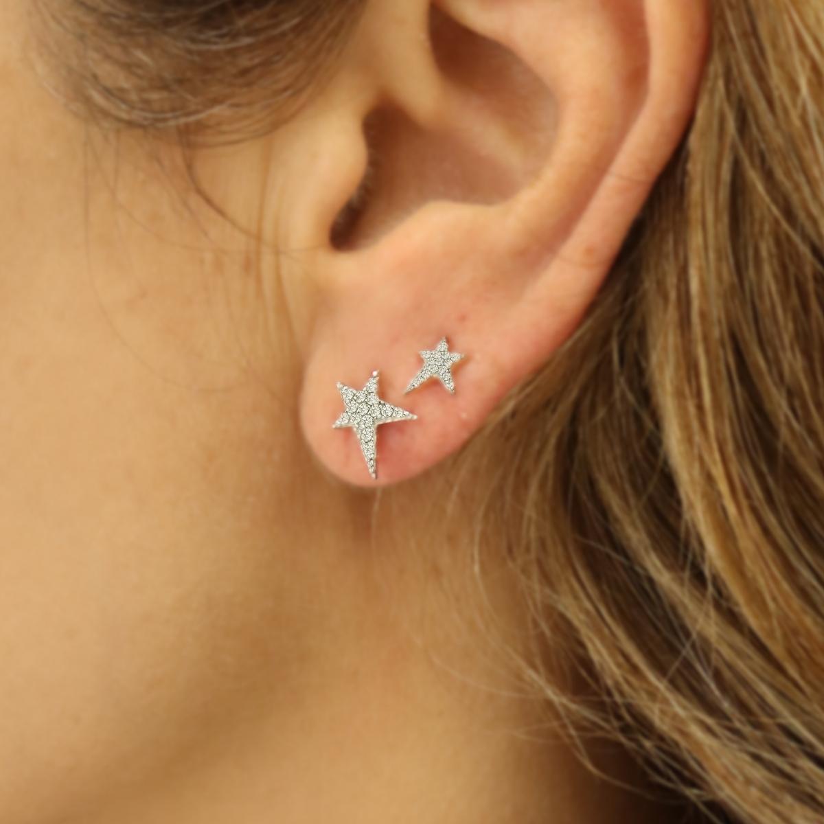 Buy Kismet by Milka Small Pave Star Stud Earring Online for Women | Free 3-Hour Delivery in Dubai | Boom & Mellow UAE