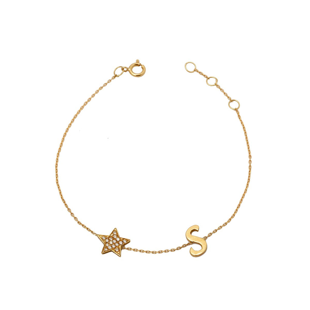 Ishq Personalized Initial with Pave Star Bracelet | Boom & Mellow