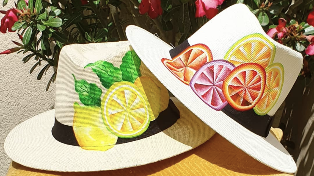 City Girl UAE Hand-Painted Clutch Bags & Sun Hats at Boom & Mellow