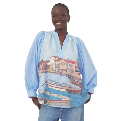 Mii La Provence Claudie Sky Blue Blouse