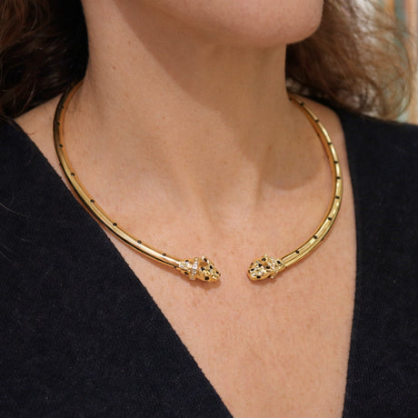Polina Gold Panther Collar Necklace