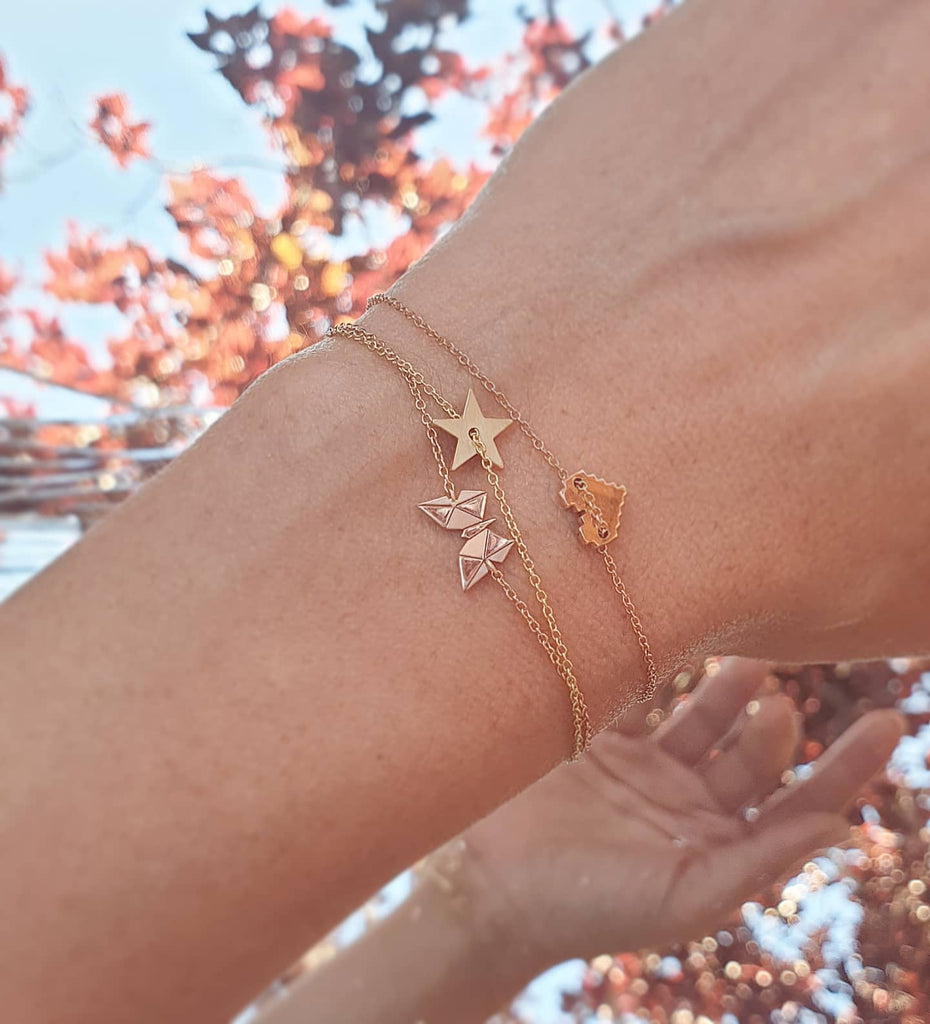 By Delcy 18k Pink Gold Origami Butterfly Bracelet | Boom & Mellow