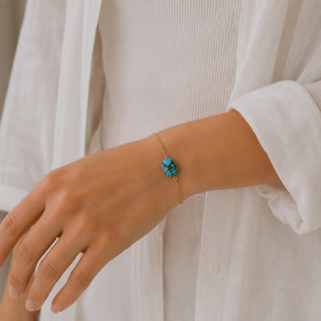 Raw Turquoise Chain Bracelet