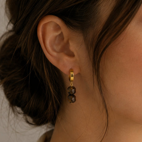 Tiger's Eye Square Huggie Hoop Earrings