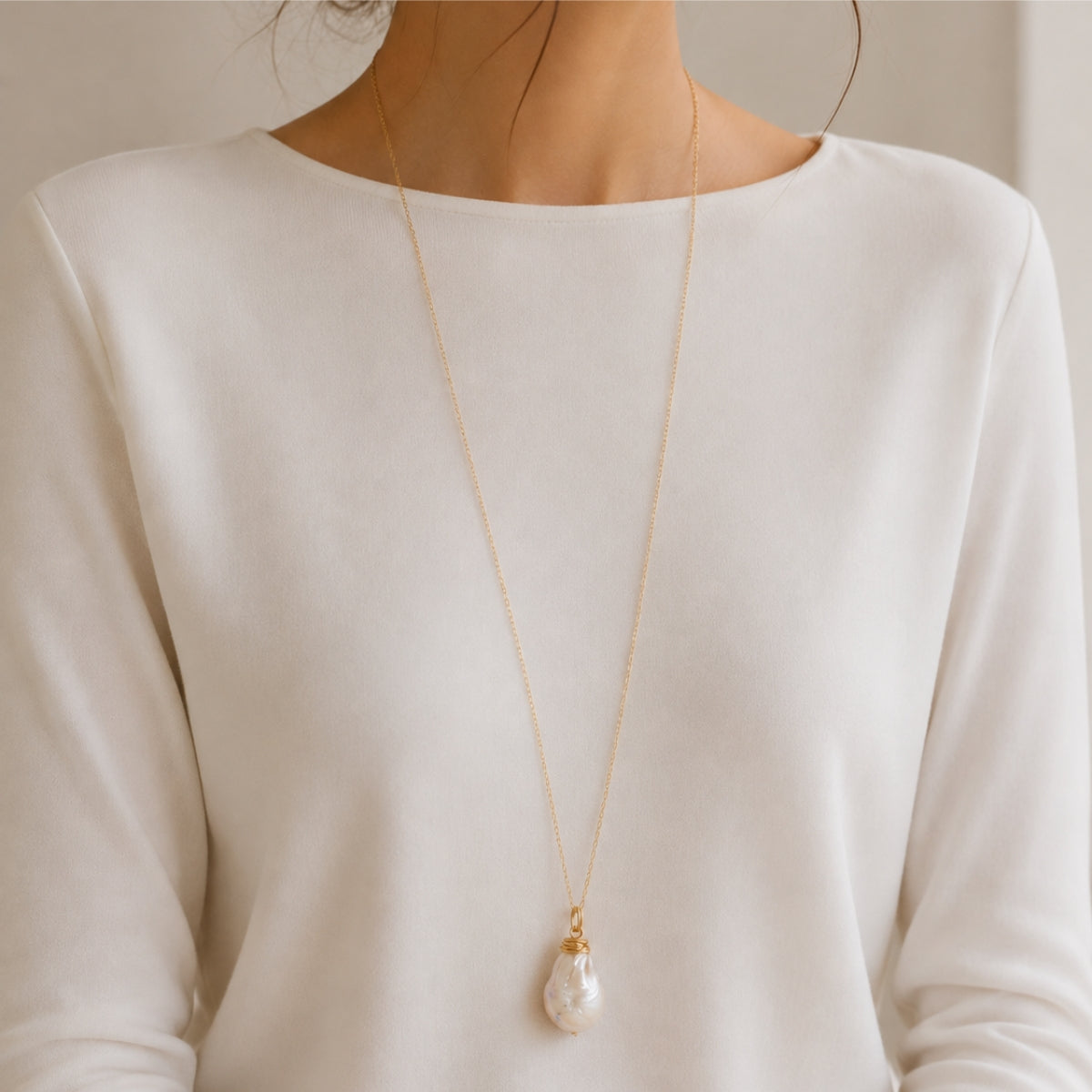 Baroque Pearl Long Necklace