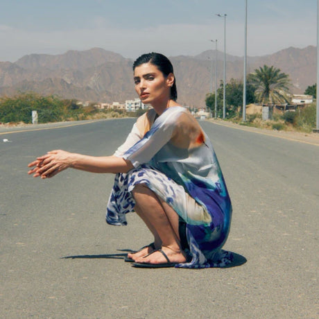 Dhara Sheth Ciel and Sand Sheer Long Kaftan