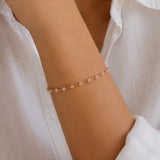 Rose Quartz Beaded Station Chain Bracelet