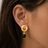 Black Onyx Circle Dangle Earrings