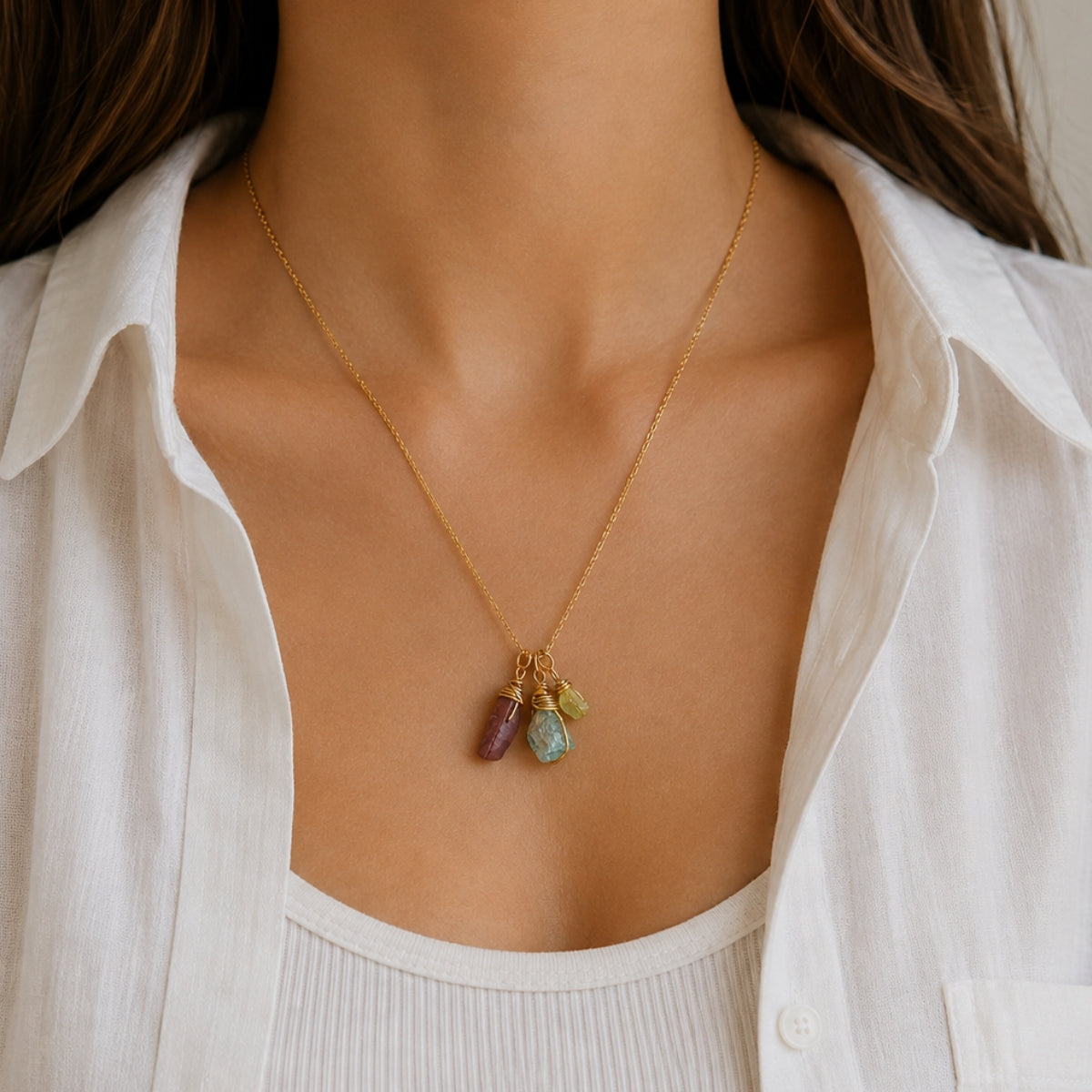 Virgo Zodiac Raw Trio Necklace