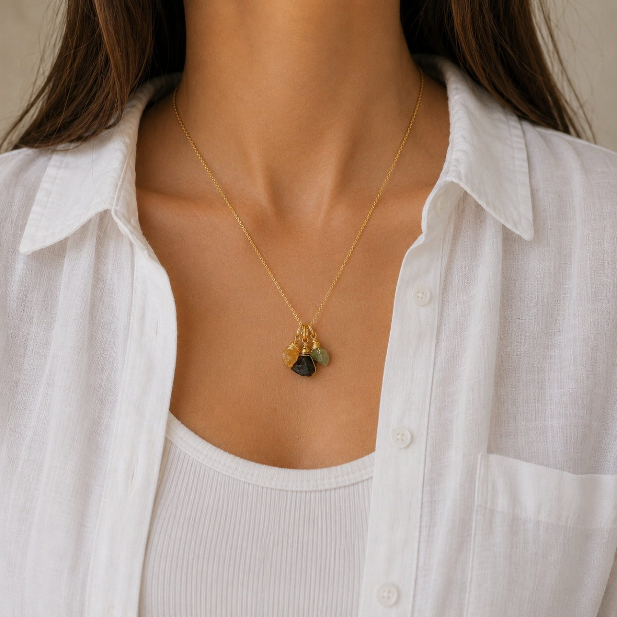 Scorpio Zodiac Raw Trio Necklace