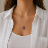 Raw Amethyst Silver Necklace