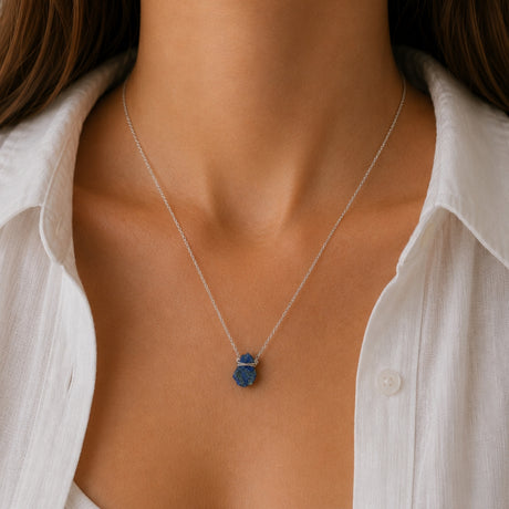 Raw Lapis Lazuli Silver Necklace