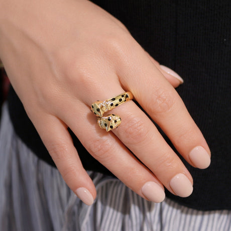 Polina Gold Double Panther Ring