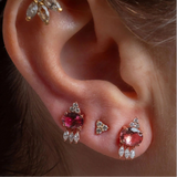 Small Pink Tourmaline with Dangling Stones Earring