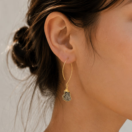 Raw Pyrite Dangle Earrings