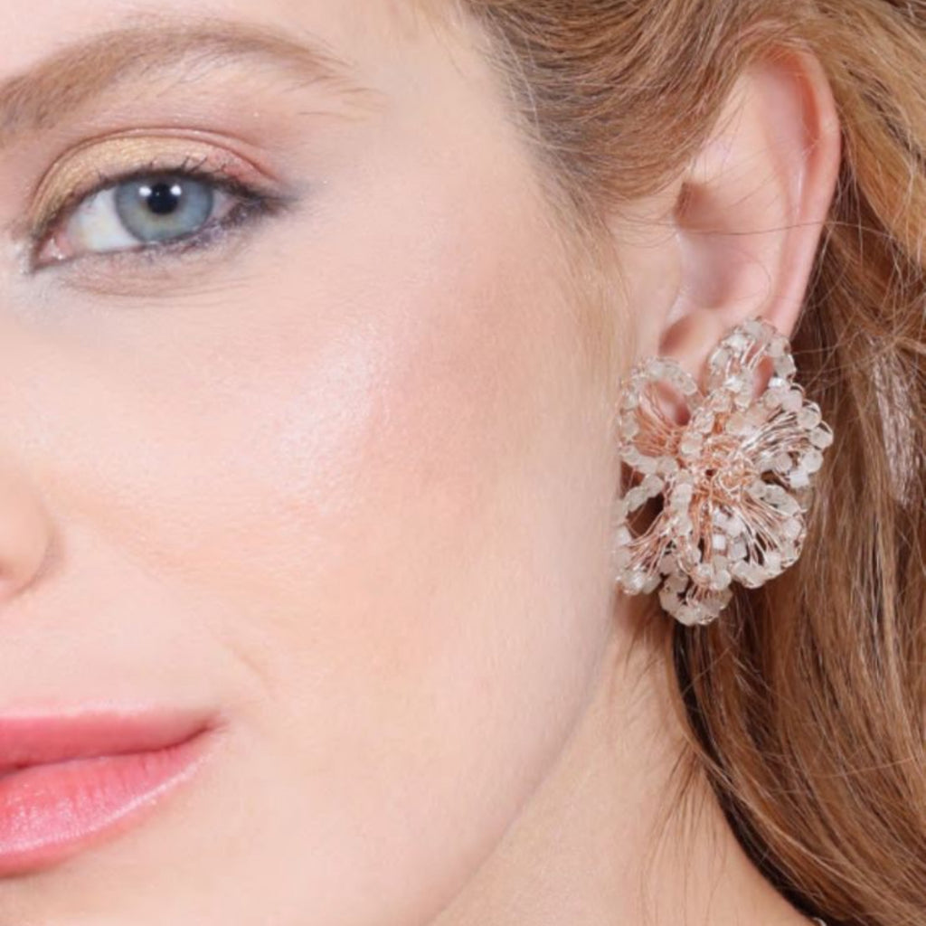 Toni Barros Florata White Earrings | Boom & Mellow
