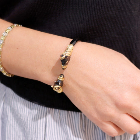 Polina Enamel Gold Horse Cuff Bracelet