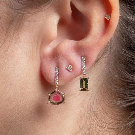 Tourmaline Slice Drop Earring