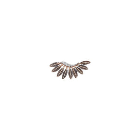 Kismet by Milka 14k Roslow Gold Feather Arc Earring with White Diamond