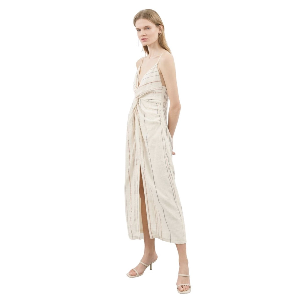 The Handloom Celia Striped Dress Natural with Stripes | Boom & Mellow