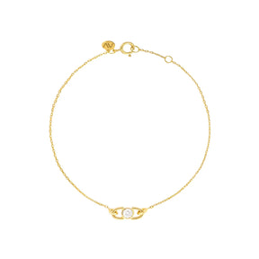 Alexa Jewelry 18k Gold Mini Lock Bracelet with White Diamond