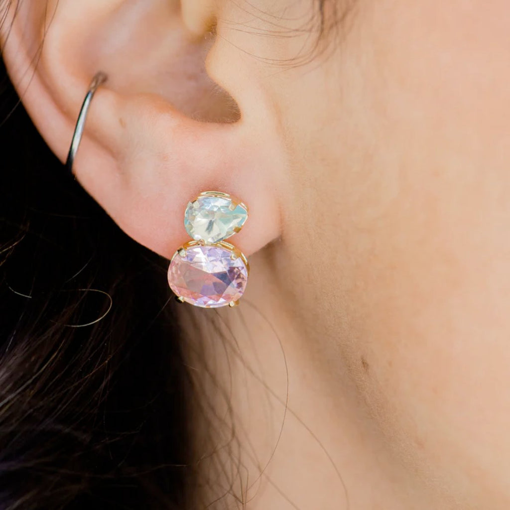 Marcia Moran Mahalia Amethyst and Aqua Crystals Stud Earrings | Boom & Mellow