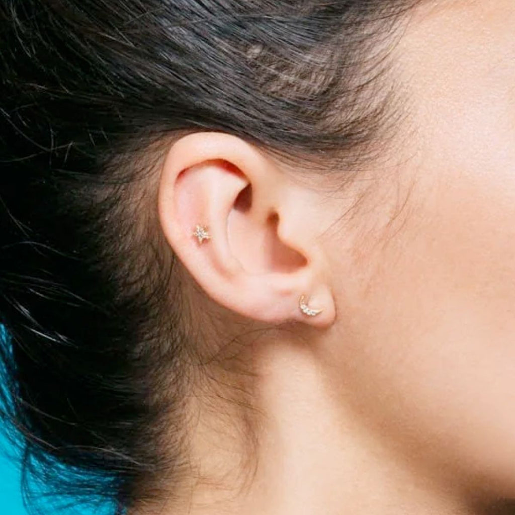 Kris Nations 18k Gold Vermeil Star and Moon Stud Earrings | Boom & Mellow