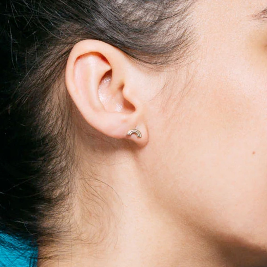 Kris Nations 18k Gold Vermeil Rainbow Stud Earrings | Boom & Mellow