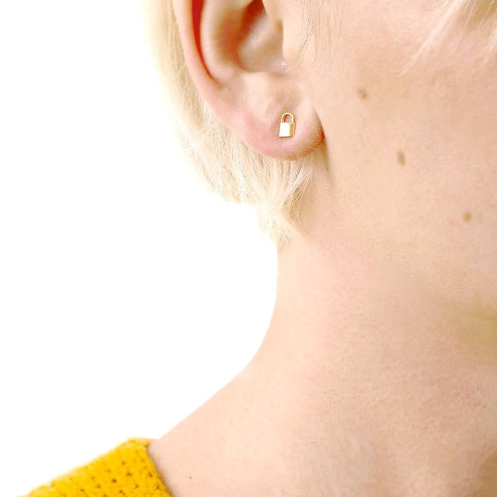 Kris Nations 18k Gold Vermeil Lock and Key Stud Earrings | Boom & Mellow