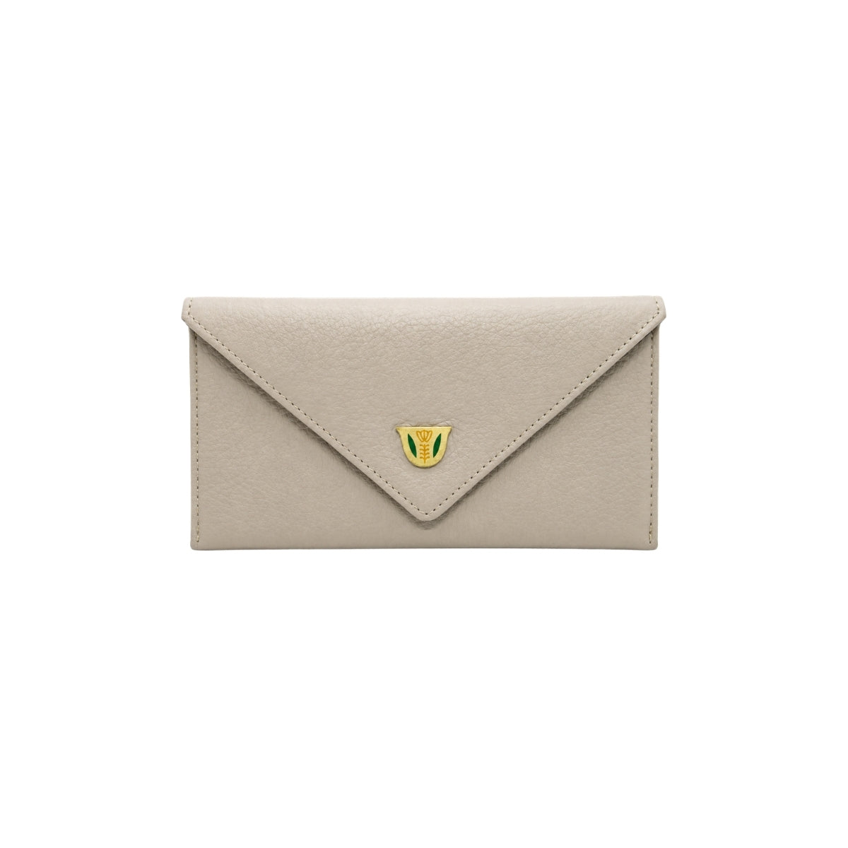 Joumana Dagher Beige Arabic Finjan Cup Emblem Leather Wallet