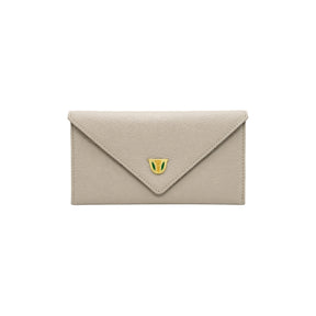 Joumana Dagher Beige Arabic Finjan Cup Emblem Leather Wallet