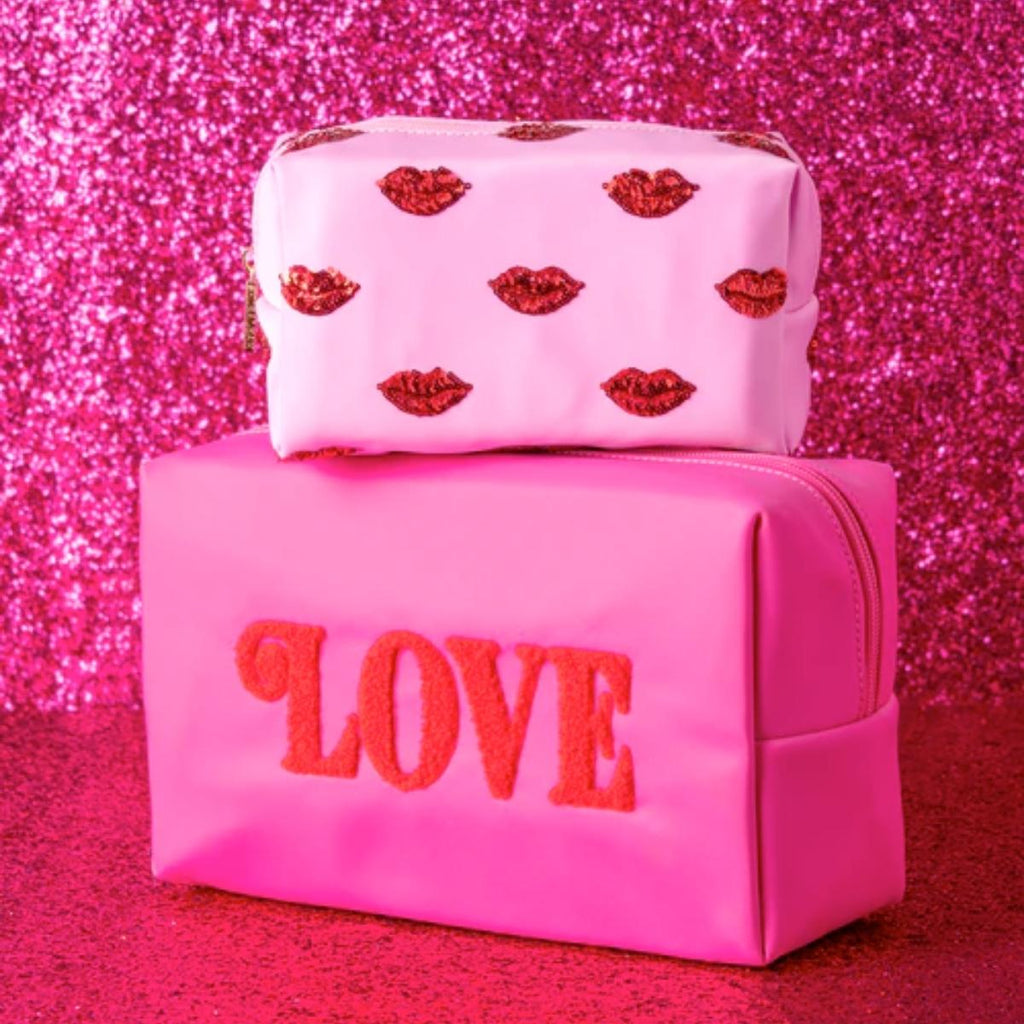 Shiraleah Lips Pattern Pink Pouch | Boom & Mellow