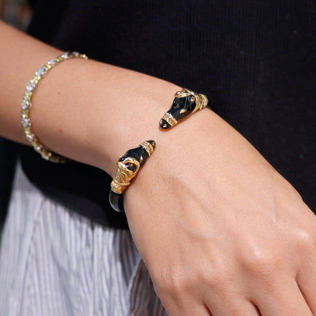 Polina Enamel Gold Horse Cuff Bracelet
