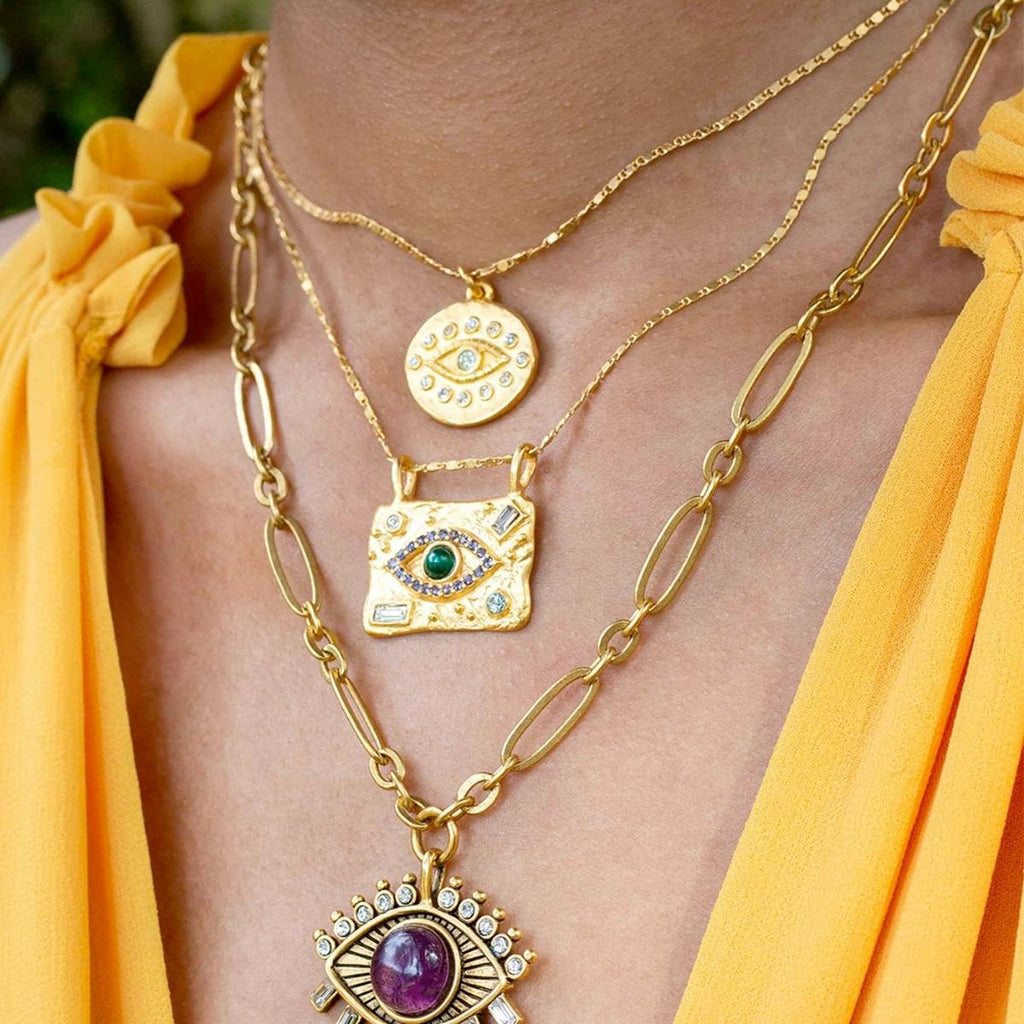 You & Eye Evil Eye Gold Antique Pendant Necklace | Boom & Mellow