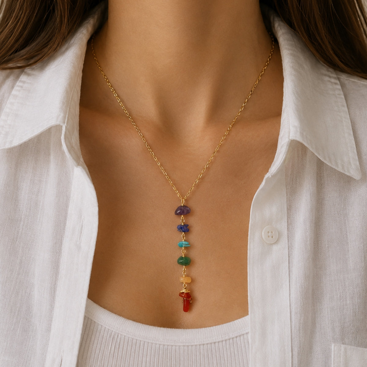 7 Chakra Lariat Necklace