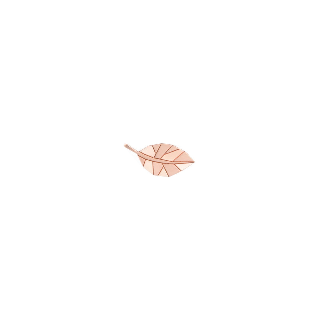 By Delcy 18k Pink Gold Origami Leaf Earring | Boom & Mellow