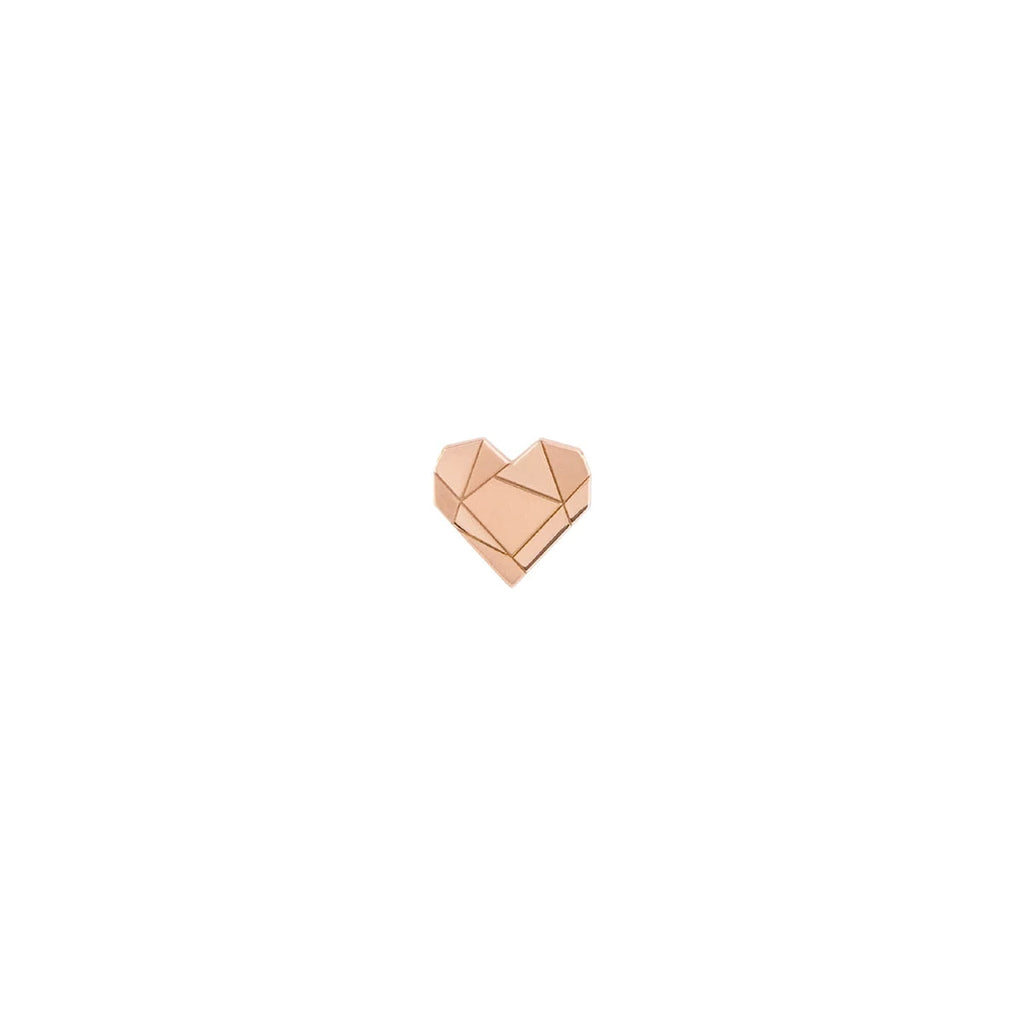 By Delcy 18k Pink Gold Origami Heart Earring | Boom & Mellow