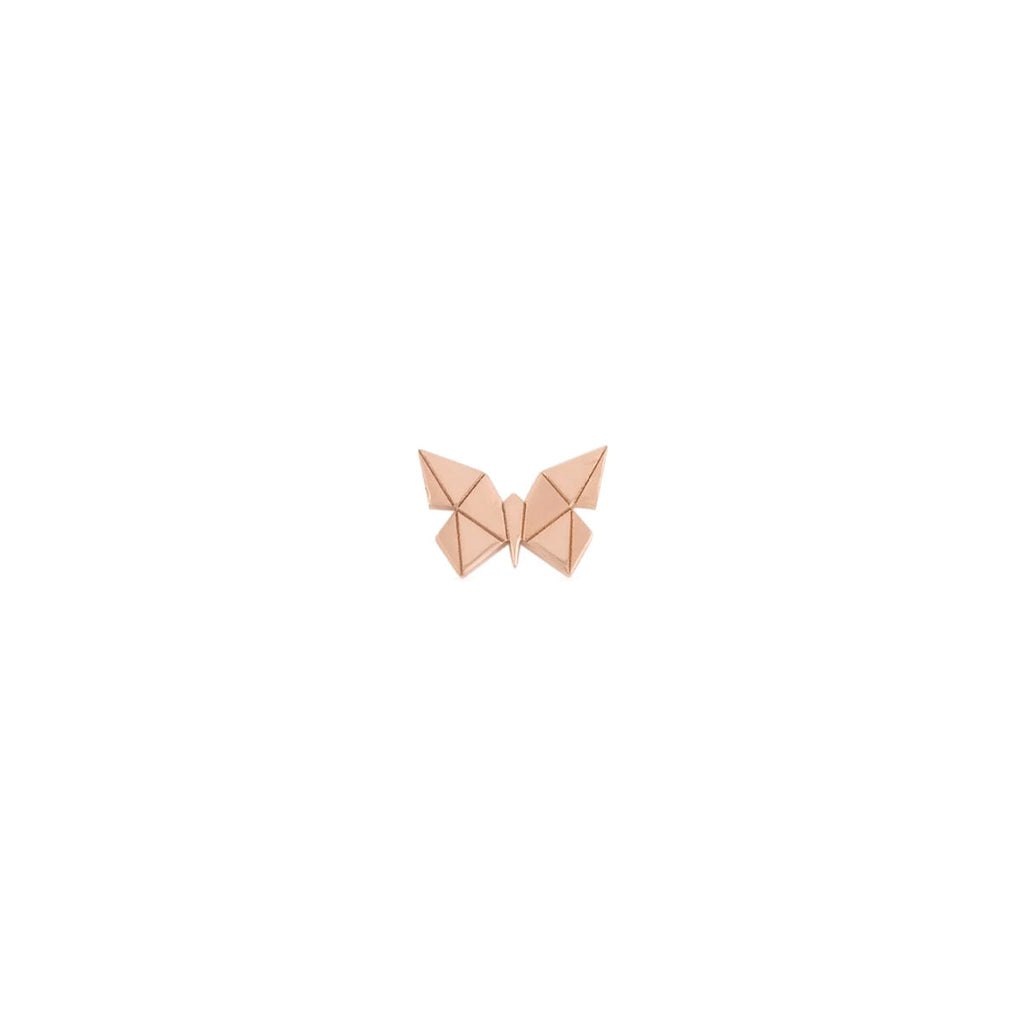 By Delcy 18k Pink Gold Origami Butterfly Earring | Boom & Mellow