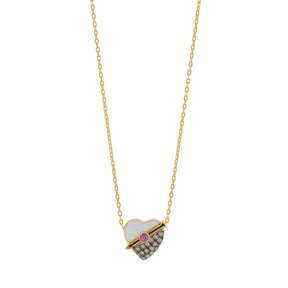 J Boghossian 18k Gold White Mini Sienna Heart Necklace