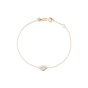 Kismet by Milka 14k Roslow Gold Pave Evil Eye Slim Chain Bracelet with White Diamonds