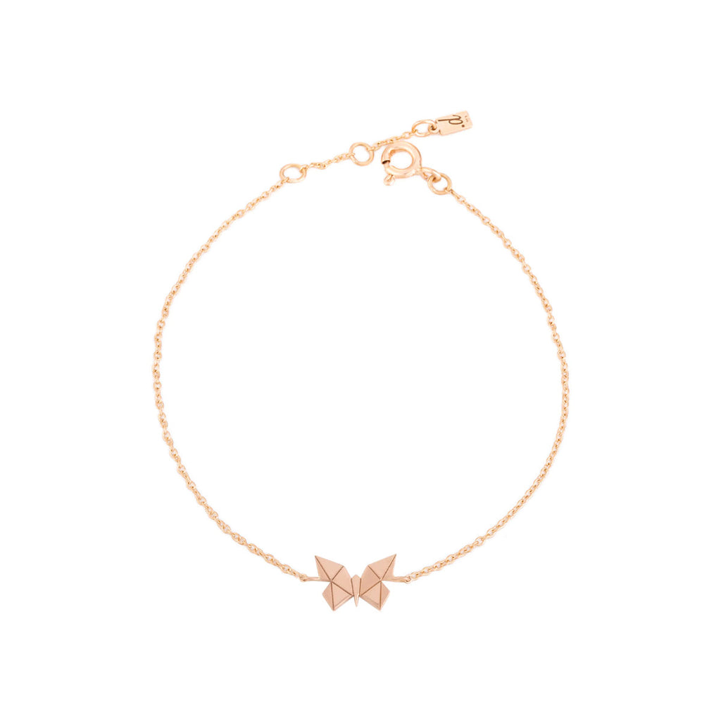 By Delcy 18k Pink Gold Origami Butterfly Bracelet | Boom & Mellow