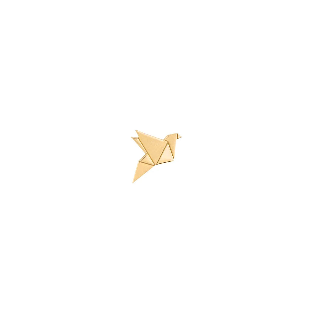 By Delcy 18k Yellow Gold Origami Hummingbird Earring | Boom & Mellow