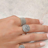 Sigha Bijoux 18k Gold Serrated Wide Band Pave Ring | Boom & Mellow