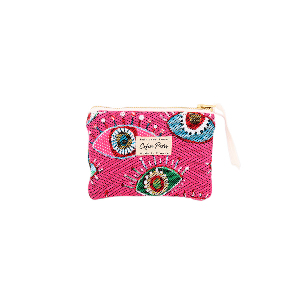 Cofin Evil Eyes Small Pink Zip Pouch | Boom & Mellow