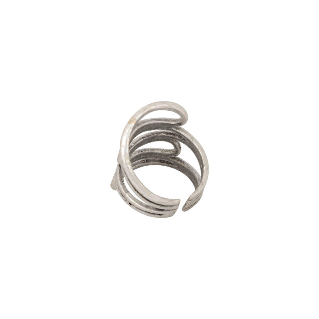 You & Eye Layered Wavy Wire Silver Tribal Ring | Boom & Mellow