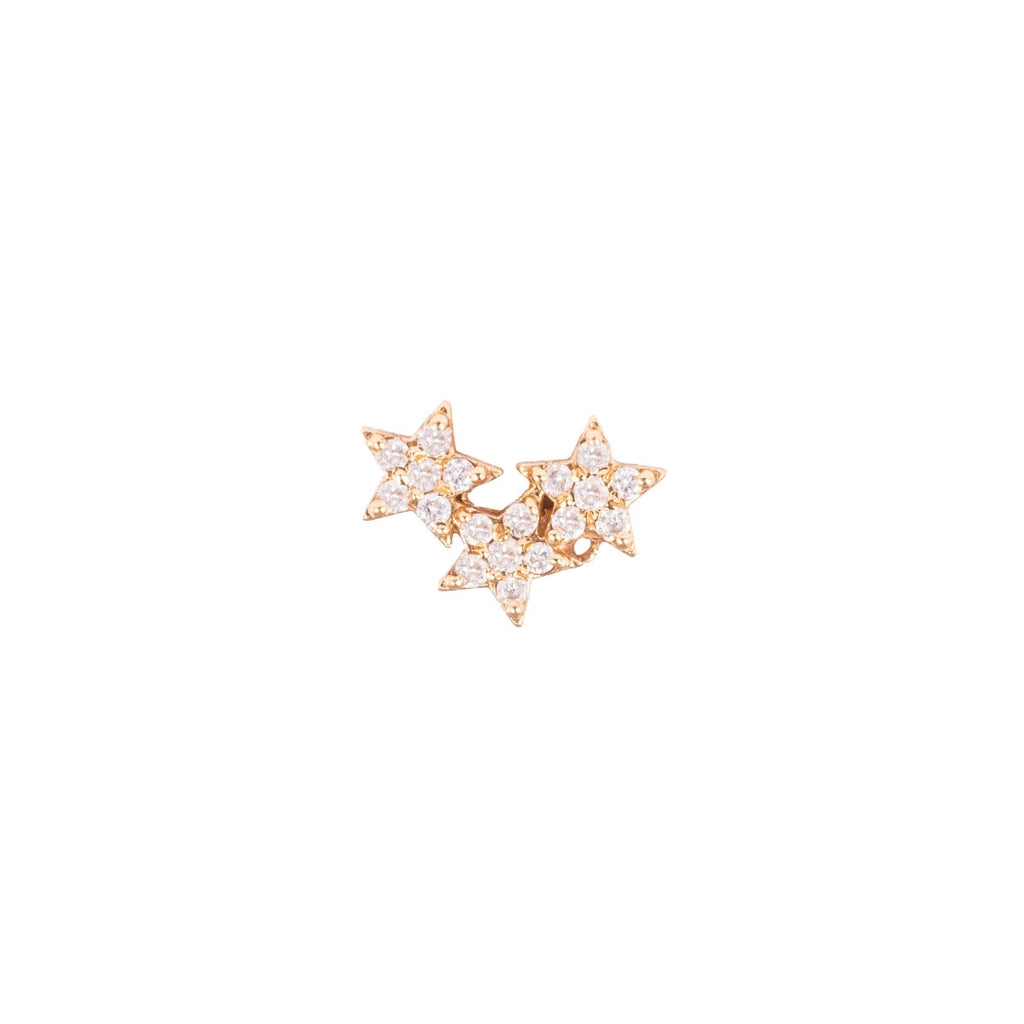 Griff 18k Gold Triple Pave Stars Earring | Boom & Mellow