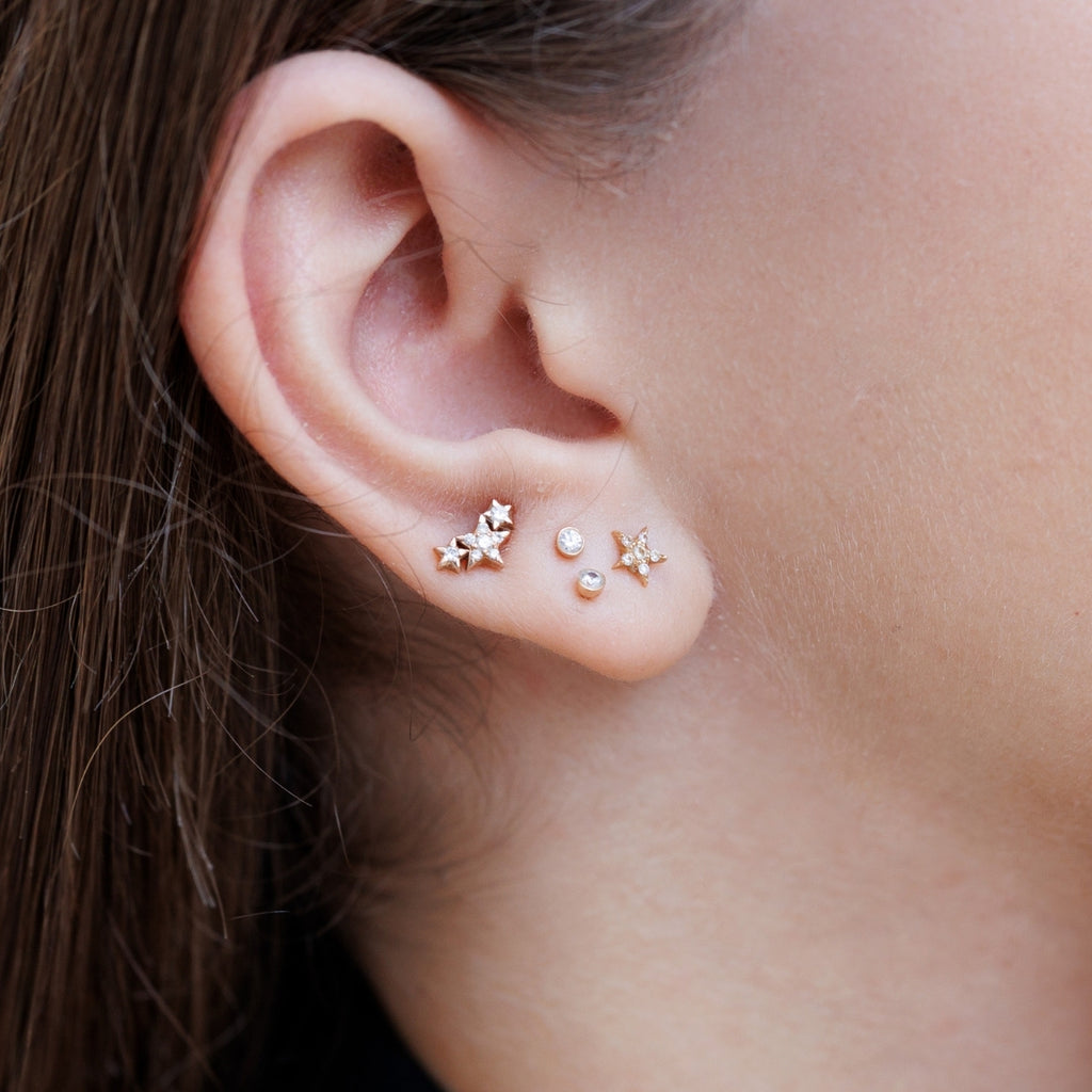 Griff 18k Gold Three Star Earring | Boom & Mellow
