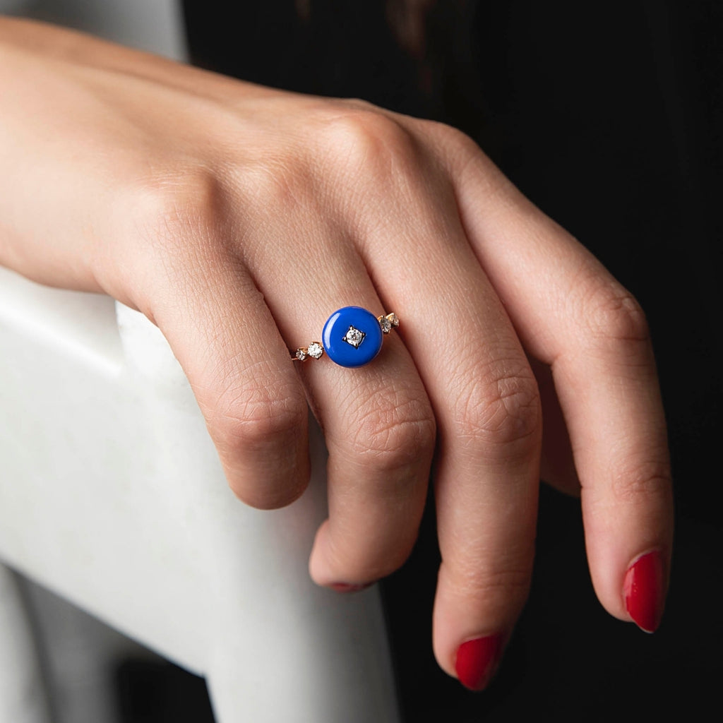 Griff 18k Gold Blue Stone Ring | Boom & Mellow