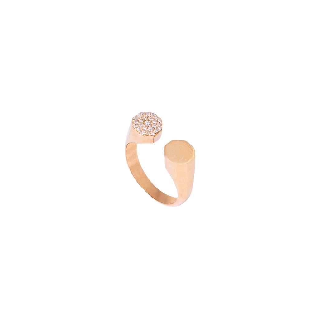 Griff 18k Gold Roi Pave Hectagon Open Ring | Boom & Mellow