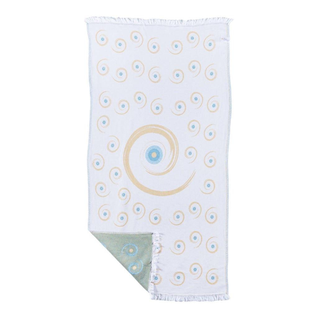 Aria Inspirations Deep Blue and Mustard Eye Towel | Boom & Mellow
